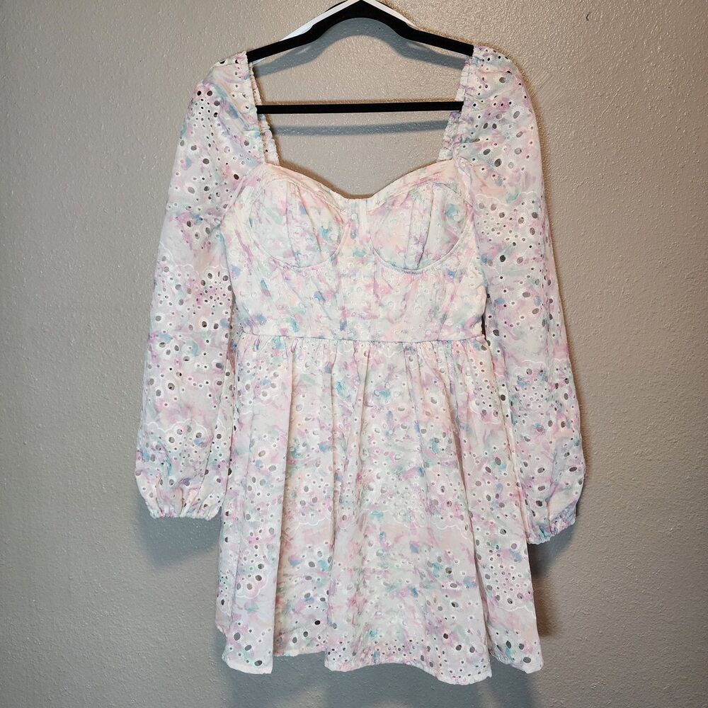 NWT City Studios Pastels Eyelet Bustier Mini Dress - Size Medium